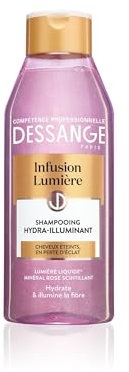DESSANGE - Shampoing Hydra-Illuminant Infusion Lumière - Formule Enrichie En Lumière Liquide & Minéral Rose Opalescent - Hydrate & Illumine Sans Alourdir - Pour Cheveux Éteints - 250 ml