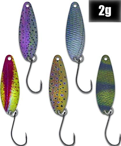 Paradox Fishing Forellen Spoon Sets Spoons 2,0g mit Snaps I Forellenköder Set zum Forellen Angeln Blinker Spoon Forelle - Spoons Forelle (2,0g)