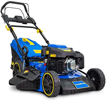 Goodyear - Cortacésped de Gasolina con Arranque eléctrico y Manual 5.620W. Motor 224cc 4 Tiempos OHV. Batería 20V. Anchura de Corte 53 cm. 25-75 centímetros Altura de Corte