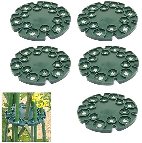Wigwam Cane Grips,5 PCS 12 Holes Bamboo Cane Support Holder Cane Support Rings Peas Beans Support Plant Sticks Holder for Garden Climbing Plants Beans Peas Sweet Pea Cucumbers Tomatoes