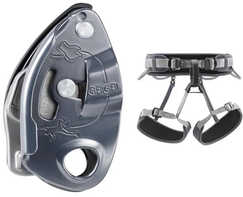PETZL - Sicherungsgerät GRIGRI - Unisex, Grau, Einheitsgröße & Gurt CORAX - Unisex, Grau, Einheitsgröße