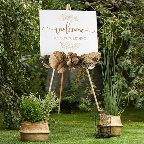 NianFeng Holz-Staffelei-Ständer für Schilder, Staffelei, Ausstellungsständer für Hochzeitsschild mit verstellbarem Tablett, 160 cm, Stativ A-Rahmen, Poster, leicht, Willkommen, Kunstshow und Babyparty
