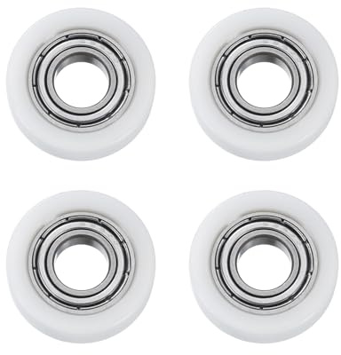 QUARKZMAN 4 Piezas de Rodamiento de Bolas Guía 8x22x7mm Doble Blindado Rodamientos de Rodillos de Nylon, Rueda de Polea Plana para Muebles, Accesorios de Ferretería, Blanco