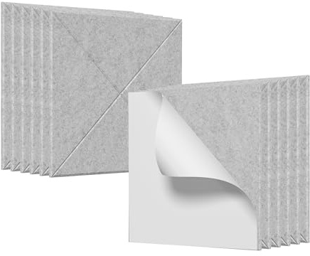 FIVMEN 12X Akustikpaneele Selbstklebend 30x30 cm Wandpaneele Schalldämmung Schallschutz aus Polyester Schallschutzplatten Akustikplatten für Akustische Behandlung&Wanddekoration, Typ G Grau