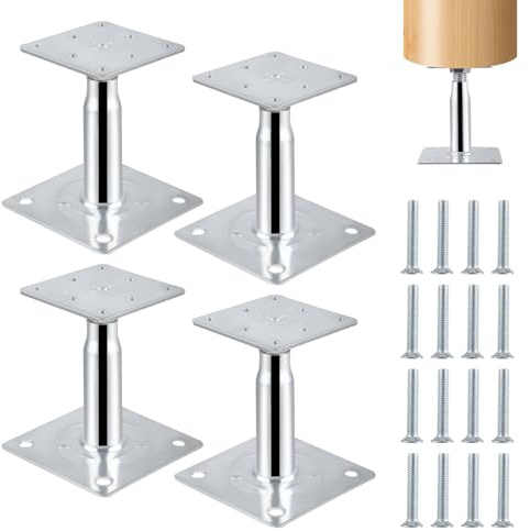 Nastopee 4 Stück Pfostenträger Höhenverstellbar, 100-150 mm Pfostenträger, Pfostenschuh Galvanisch Verstellbar Stützenfuß Bodenfuß für Zäune, Unterstände, Carports, Pergolen, Terrassen