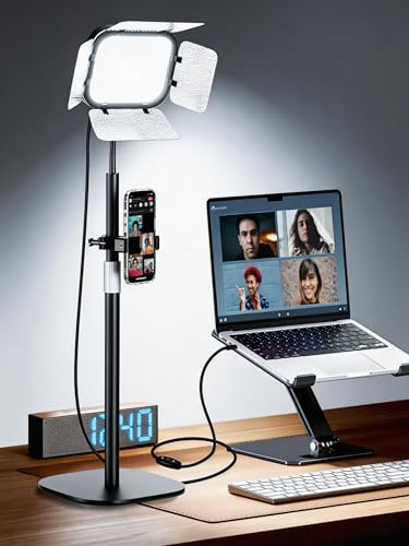 EMART Ring Light for Desk with Flexible Gooseneck, Desktop Zoom Meetings Streaming Key Light for Video Conferencing Calls, Recording Keylight Continuous Output Lighting for Laptop Computer Webcam