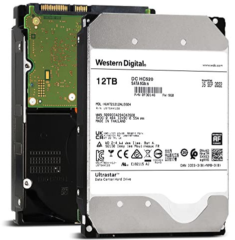 Western Digital WD Ultrastar 12TB DC HC520 SATA HDD, 3,5 Zoll interne Festplatte für Server 256 MB Cache, Enterprise Klasse