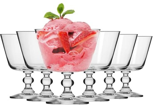 Krosno Copas Helado Postre Cristal Vasos | Conjunto 6 Piezas | 380 ML | Krista Collection | Perfectos para Uso en Casa, Restaurante y en Fiestas | Apto para Lavavajillas