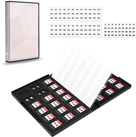 Custodia per schede di memoria Kiwifotos per Nintendo Switch, Nero, 108 slot per schede NS e MSD, Chiusura a pressione