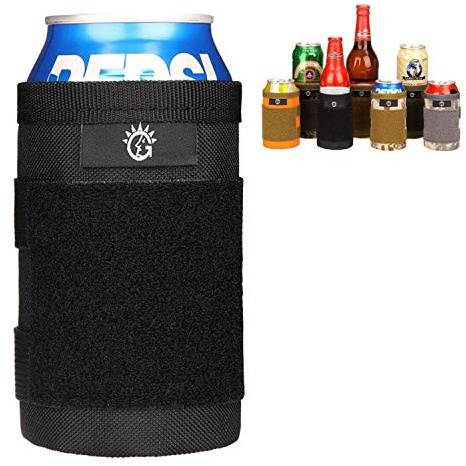 Molle Can Holder Coolie(s) Gifts for Men And Women 10-15 OZ Collapsible Nylon Can Beer Beverage Cooler Cover Insulator Holder Sleeve for Cola Beer Soda (Black)