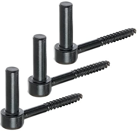 Alberts 306434 Kloben zum Einschrauben | J-Haken, mit angeschnittenem Gewinde | schwarzer Tauchlack | Dornmaß Ø14 mm | Länge 105 mm | 3er Set