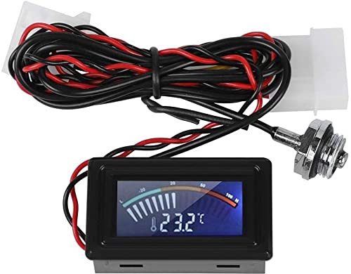 Tiardey Termómetro de pantalla de puntero con sonda impermeable, sistema de refrigeración por agua de rosca PC G1/4, medidor de temperatura para computadora portátil