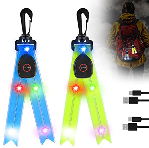 Vaileal Lot de 2 réflecteurs LED pour enfants - Rechargeable par USB - Pour sac à dos, cyclisme, course, jogging