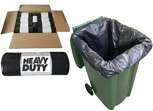 Black Wheelie Bin Liner Refuse Sacks Rubbish Sacks Strong Bin Bags Waste Recycling Rubbish Dustbin Bags XXL (10 Bags)