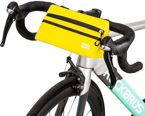 ROCKBROS Bike Handlebar Bag Bicycle Front Holder Top Tube Satchel for Mountain Road Bike Cycling Storage Bag with 3 Hook and Loop Fasteners 6 Colors 1.4L