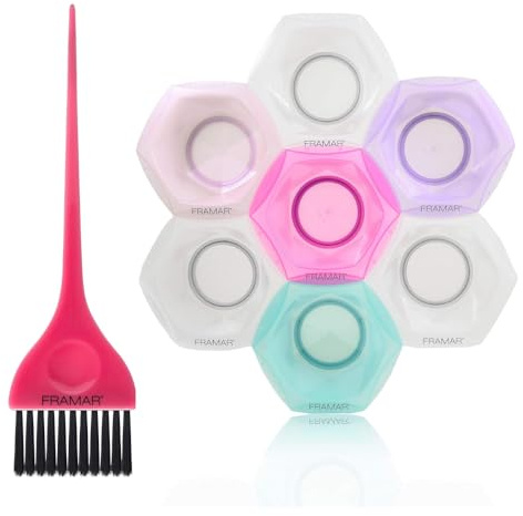 Framar Classic Hair Dye Brush – Hair Colour Brush for Highlights Hair Dye Kit, Multi Colored Hair Dye Bowl Set – Tint Bowl Set for Hair Colour
