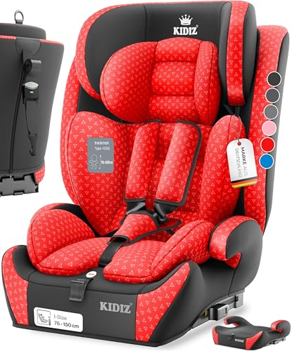 KIDIZ® Seggiolino auto con Isofix i-Size R129 da 100 a 150 cm fino a 12 anni, seggiolino auto gruppo 1/2/3, seggiolino che cresce con il bambino, cintura a 5 punti, poggiatesta regolabile in altezza