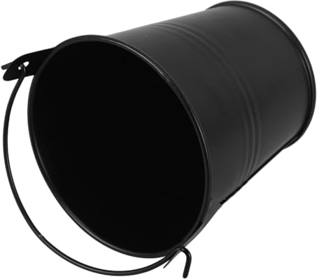 NOLITOY Cubo de Goteo de Aceite para Barbacoa de Hierro Resistente al Calor Recipiente Portátil para Parrilla Exterior Cubo para Grasa y Aceite BBQ Negro