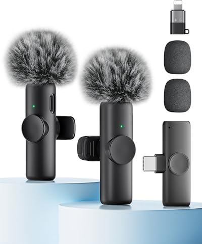 CZOCPOS 2er Set Mini Mikrofone für iPhone, Mikrofon für Handy, iPad & Android, Lavalier Mikrofon mit Geräuschunterdrückung, Einfache Bedienung & professionelle Tonqualität für YouTube, TikTok & Vlogs