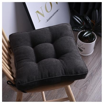Set mit 2 weichen Sitzkissen 50 x 50 cm dick 8 cm Esszimmerstuhlauflagen Gartenstuhlkissen Stuhlauflage für Küche & Wohnzimmer (schwarz)