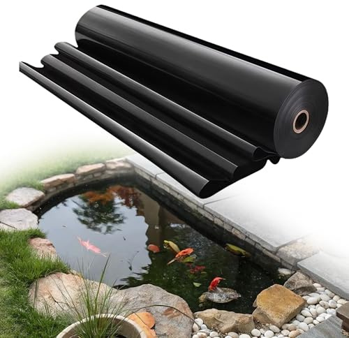 XUEXIAOH Telo per Laghetto 600 x 1750 cm in HDPE Fodera Laghetto Flessibile Pre Tagliato per Laghetti, Fontane, Giardini Acquatici e Cascate, Nero