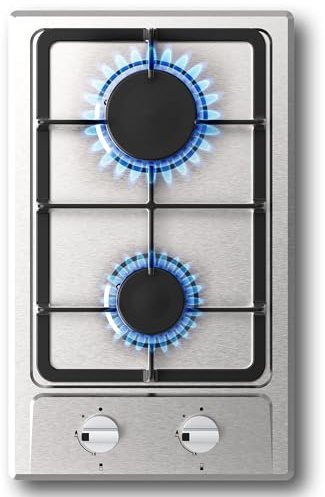 Built-in Gas Hob, Stainless Steel 2 Burners 4.75KW, 220-240V | with Flame Failure Device, Sturdy Cookware Stand, Machine-Washable, Traenvir