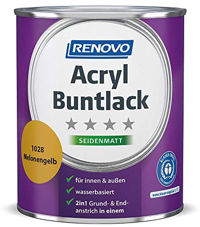 Acryl-Buntlack 2-in-1 750 ml RAL 1028 Melonengelb seidenmatt Renovo