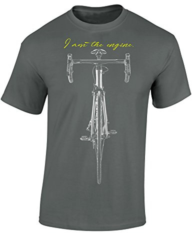 Camiseta de Bicileta: I Am The Engine - Regalo Ciclistas - Bici - BTT - MTB - BMX - Mountain-Bike - Regalos Deporte - Camisetas Divertida-s - Ciclista - Retro - Fixie Shirt (M)