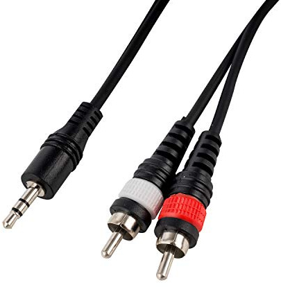 CASCHA - Cinch auf Klinke Audio Kabel 6m, 2 x Cinch auf 1 x 3.5 mm Klinke, Y Splitter Stereo Kabel, Schwarz