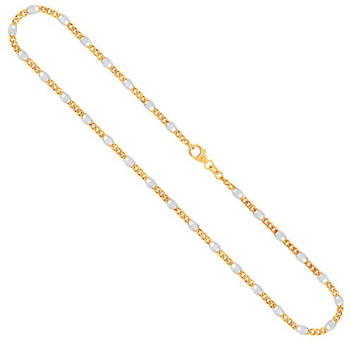 EDELIND Goldkette, Panzerstegkette Bicolor Gelbgold/Weißgold 585 / 14K, Länge 50 cm, Breite 3.1 mm, Gewicht ca. 5.5 g., NEU