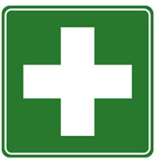 Aufkleber Erste Hilfe Kreuz Verbandsmaterial Medizinschrank Hinweis Schild Sticker Wetterfest und UV-Beständig
