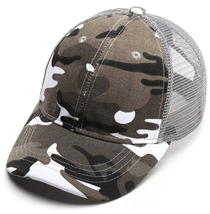 Qchomee Kids Camo Baseball Cap Mesh Sun Hat Cotton Snapback Trucker Cap UV Protection Visor Headwear Breathable Outdoor Sports Cycling Football Travel Beach Tennis