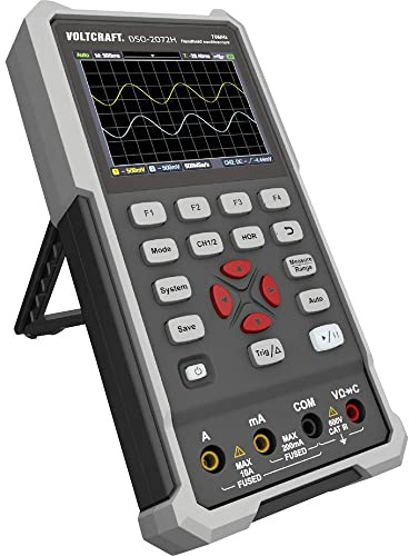 VOLTCRAFT DSO-2072H Oszilloskop I Handgerät mit 2 analogen und 2 digitalen Eingängen I 70 MHz Bandbreite I 8 Bit Auflösung - 8.89 cm (3.5) Bildschirm I CAT II 400 V Messkategorie