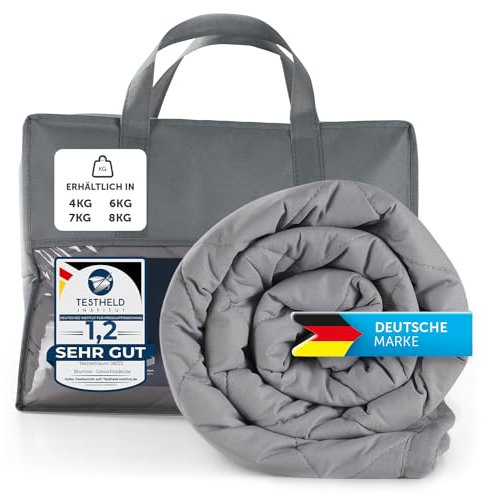 Blumtal Gewichtsdecke 135x200 cm - Entspannungsdecke mit Obermaterial aus 100% Baumwolle - Gewichtsdecke 6kg - Therapiedecke mit Glasperlenfüllung/Schlafdecke - Anti-Stress Gewichtsdecke