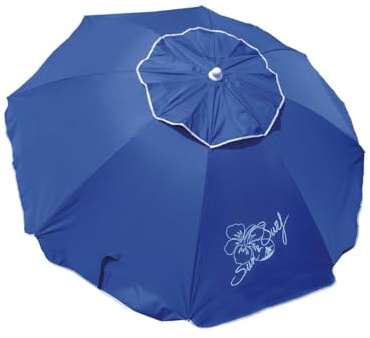 SUN & SURF Sombrilla de Playa PREMIUM con Ventilación 200 cm Mástil Inclinable Punta TWISTER y Junta de Doble Seguridad UPF 50+ UV