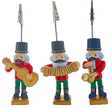 Generico 12x Porta bigliettini segnaposto Schiaccianoci Natale Portabigliettini h. 14 cm Natalizio Soldatino Nutcracker Musicista Mini bomboniera 4 soggetti