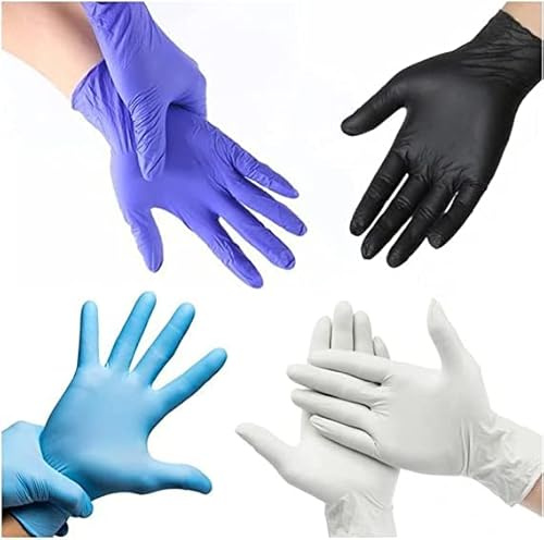MUNTRADE Guantes Desechables de Nitrilo - 200 unidades, Sin Polvo, Sin Látex - Todas las tallas (L, Azul)