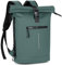 Lekeinchi Zaino Rolltop Uomo Donna Porta PC 17 Pollici | Zaino Impermeabile Uomo Donna - Rains Zaino con Strisce Riflettenti - Zaino da Viaggio Espandibile - Casual Lavoro Università - Verde