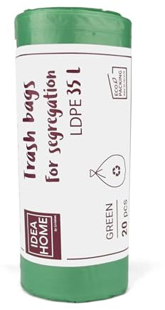 D.RECT Bolsas de Basura de Plástico para Reciclar, Verde, 35L, 20 Unidades