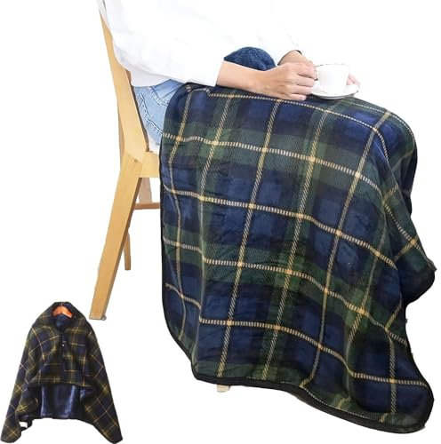 HEARSO Rollstuhl Decke Kniedecke,Winter Rollstuhldecke Schal Decke Rollstuhldecke Für Rollstuhlfahrer Winter Rollstuhl Wärme Beindecke Flanell Fleece Gefüttert Umhang Poncho