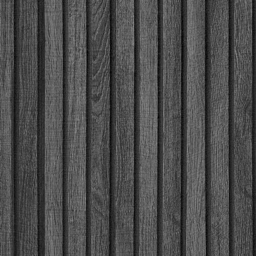 VEELIKE Papier Peint Imitation Bois Panneaux en Bois 3D Noir Gris Vintage Adhesif pour Meuble Murale Stickers pour Meubles Armoire Chambre Stickers Porte Placard Amovible 40 cm x 300 cm