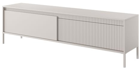 Selsey Falsetto - TV-Lowboard Beige mit geriffelter Front, 187 cm