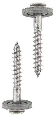 HELPMATE Tornillos de fontanería 4,5 x 25 mm, 50 unidades, DIN 7995, acero inoxidable A2, T20, DIN 7995, tornillos para techador, cabeza alomada, con arandela de disco y arandela de sellado EPDM,