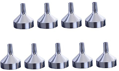 Zerodeko Embudo Pequeño De Metal Para Transferencia De Líquidos, 9 Piezas, Dispensador Multiusos, Mini Embudo Portátil Para Perfumes y Cosméticos, Utensilio De Llenado Para Viaje