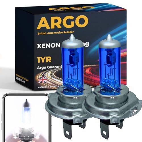 Argo H4 Headlight Bulbs 55w Xenon White 6000k 12v Car Headlight Bulb High Low Dipped Main Beam Headlamp Super Bright Halogen Upgrade Car Light Bulbs 472 P43t 472c Headlight Bulbs