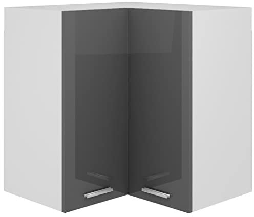 Home outdoor OthersHanging Corner Cabinet High Gloss Grey 57x57x60 cm Engineered Wood