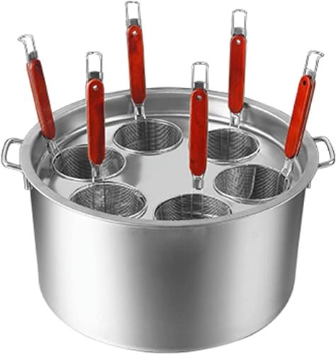 Set inserti per cuocipasta, pentola per pasta a 3/4/5 fori con colino e scolapasta, materiale in acciaio inossidabile e grande capacità, per cucinare tagliatelle, pasta, gnocchi, zuppa (6 fori)