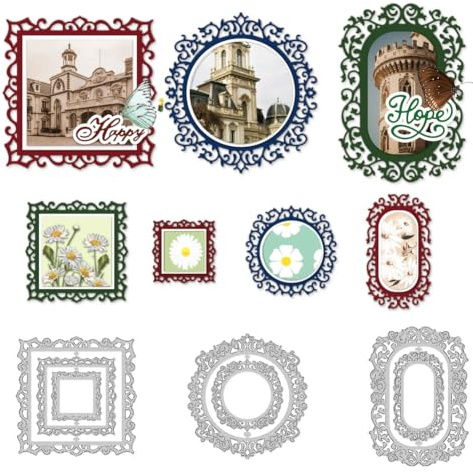 DELORIGIN 7 Stile Stanzschablonen Neuheiten 2025 Vintage Karten Stanzformen Grußkarten Herstellung Stanzschablonen Scrapbooking Prägevorlage Für Heimwerker Basteln Geburtstagsgeschenk Dekoration
