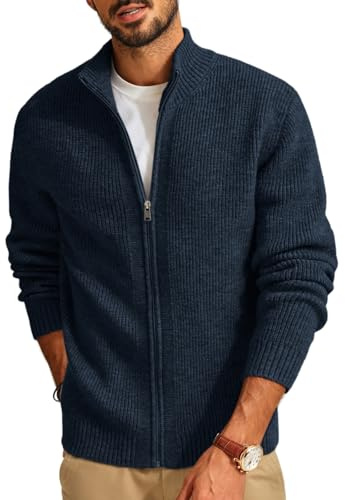 PJ PAUL JONES Cardigan Herren Slim Fit Strickjacken mit Reißverschluss Slim Fit Elegant Warme Cardigan (Marineblau, S)