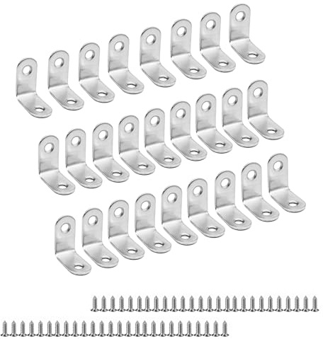 SZWLJ Winkelverbinder Set - 26 Stück 20 × 20mm Edelstahl Winkel Metal | Mit 52 M4-Schrauben für 90 Grad Fixierung von Möbel, Tisch, Stuhl, Fenster & Eckverbindungen